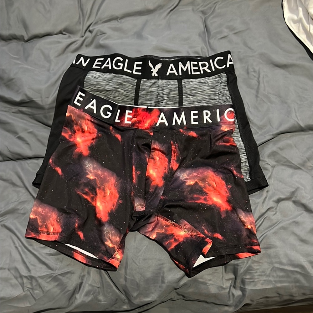 American Eagle Outfitters Black and Red Boxer Briefs with Fiery Design